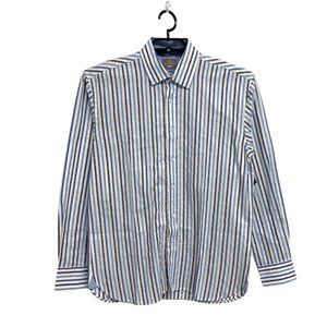 Enzone men's dress shirt striped button front cotton size M